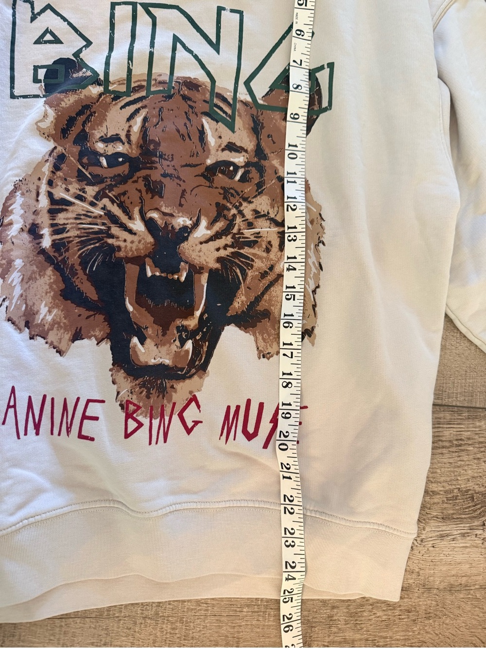 Anine Bing Tiger Muse Sweatshirt Medium Beige - Picture 5 of 7